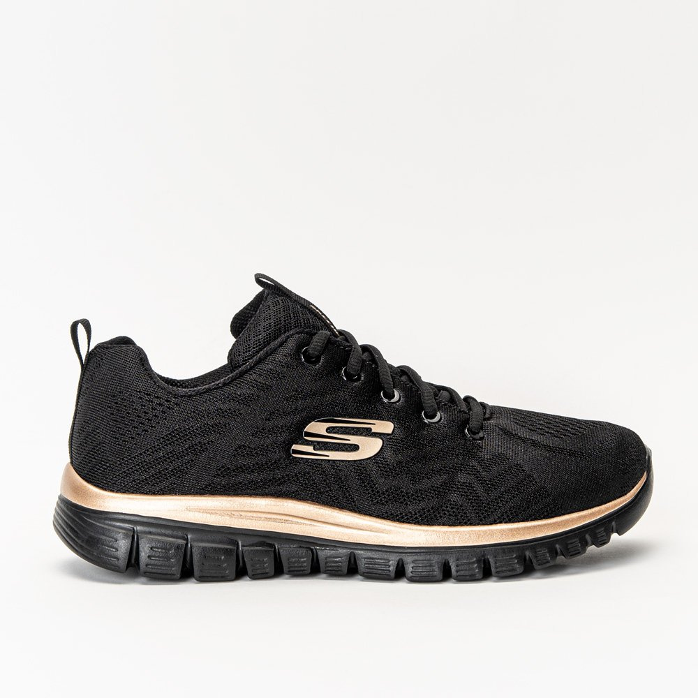 Black Rose Gold Skechers 12615 Black Skechers Graceful Get